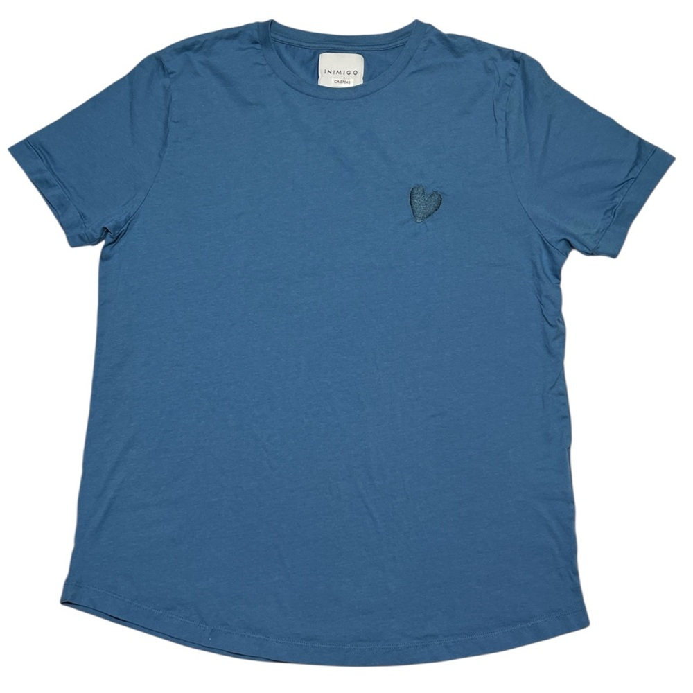 Indigo Blue Men's Short Sleeve Tee with Heart Patch